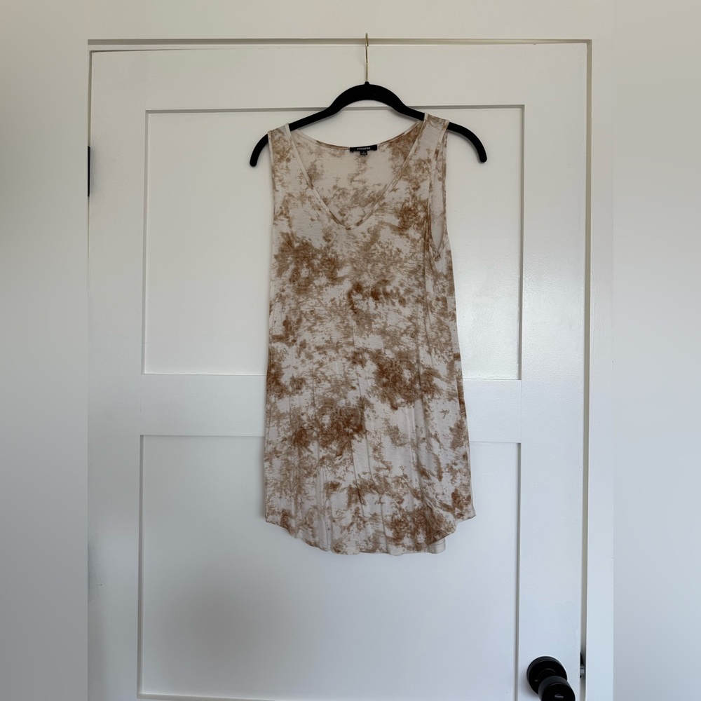 Premise Brown and Cream Tie-Dye Tank Top